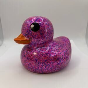 6 Inch Pink Blue Sparkle Glitter Rubber Duck Ducky